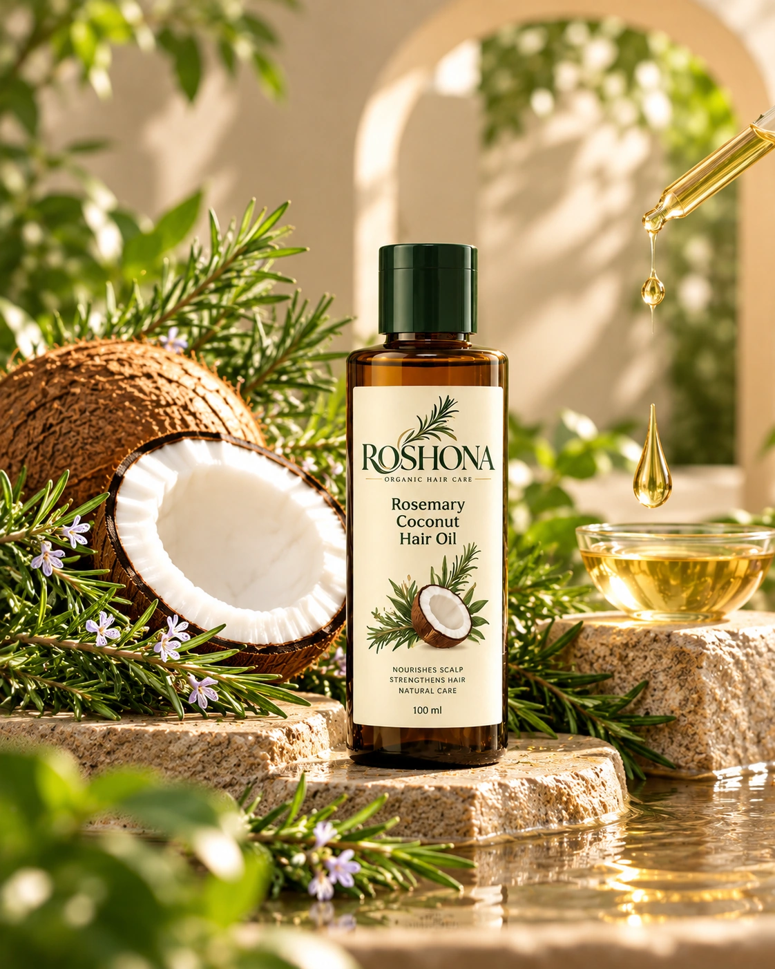 Roshona Rosemary Coconut Hair Oil - Image 4
